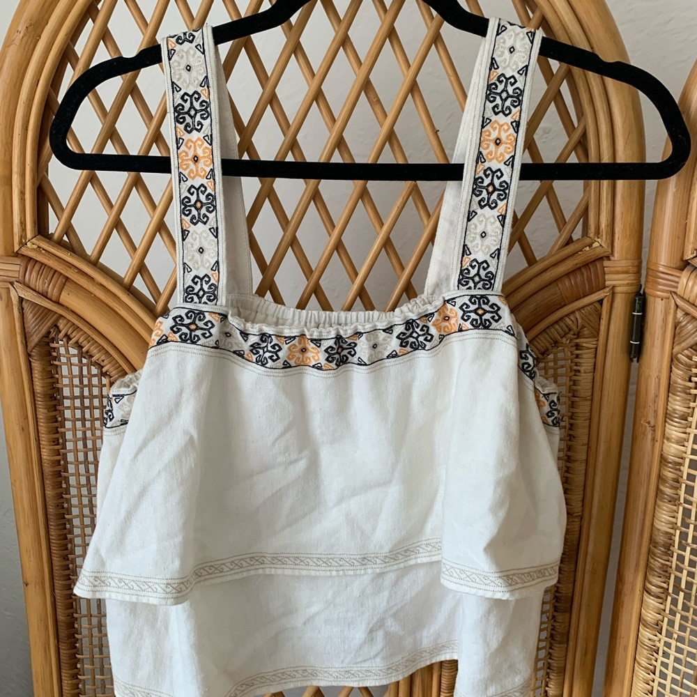 Madewell embroidered ruffled top